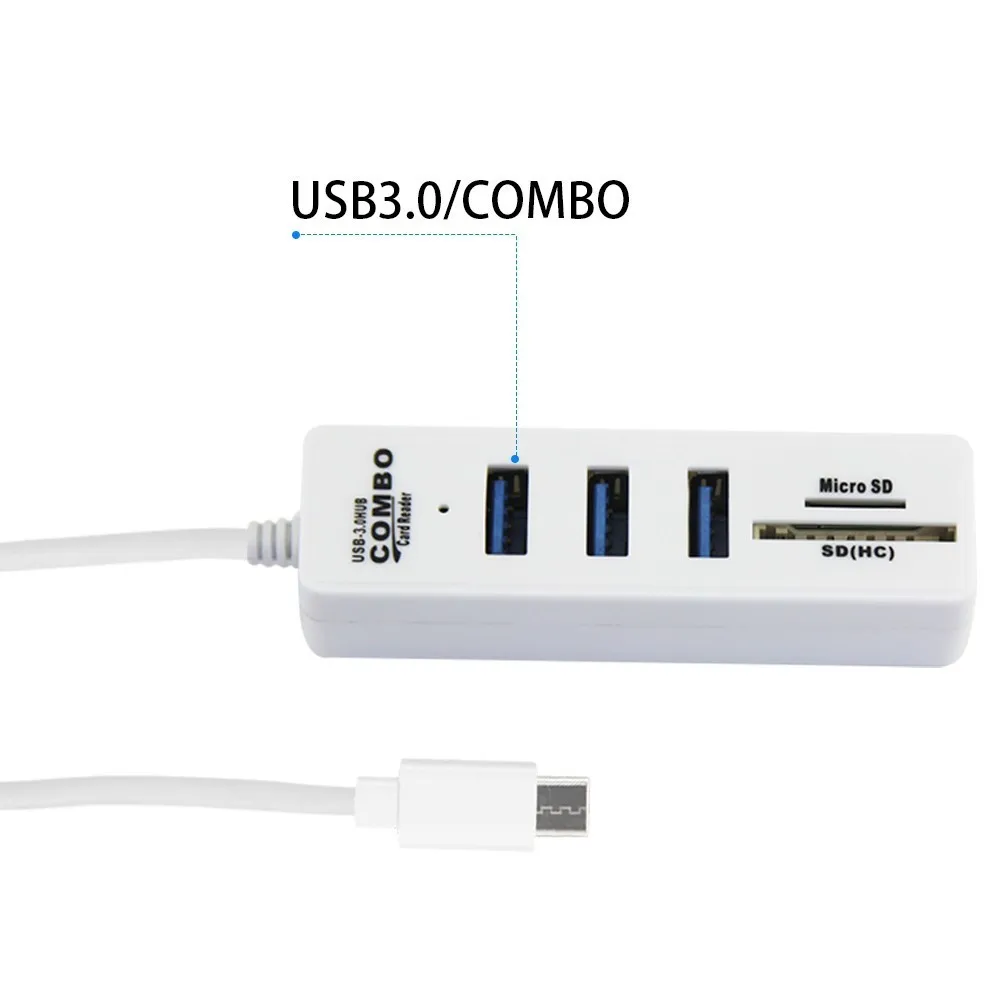 USB 3.0 Type C COMBO Multi Hub 3.5 To 3 Ports Multi Card Reader Sd/Cf/C Type Micro Usb Otg Splitter Adapter For Computer Phone 
