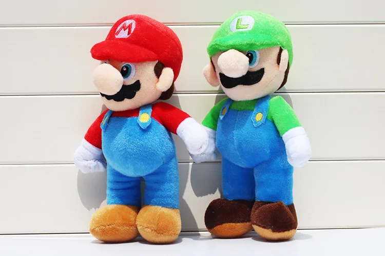 2pcs/lot 25cm Super Mario Bros Plush Toys Mario Lugi Stuffed Dolls Toys Gift for Children