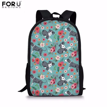 

FORUDESIGNS Children School Bags for Teenager Cute Catahoula Flower Printing School Backpack Students Casual Book Bag Softback