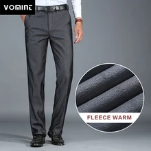 Vomint Новое поступление мужской костюм Брюки флисовые теплые плотные брюки Regular Fit морщин сопротивление эластичность деловые брюки