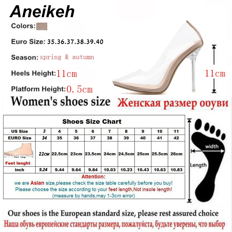 Aneikeh/; выразительные Модные женские прозрачные сандалии из пвх; обувь на тонком высоком каблуке; туфли-лодочки с острым носком; слипоны; Цвет абрикосовый; Размеры 35-42