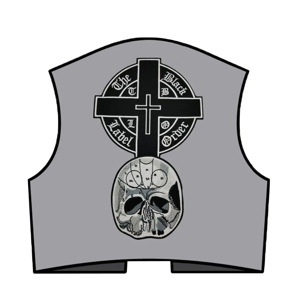 The Black Label Cross Vest Embroidered Iron On Back of Jacket Patch  Free Shipping Black twill fabric DIY Eco-Friendly(3)