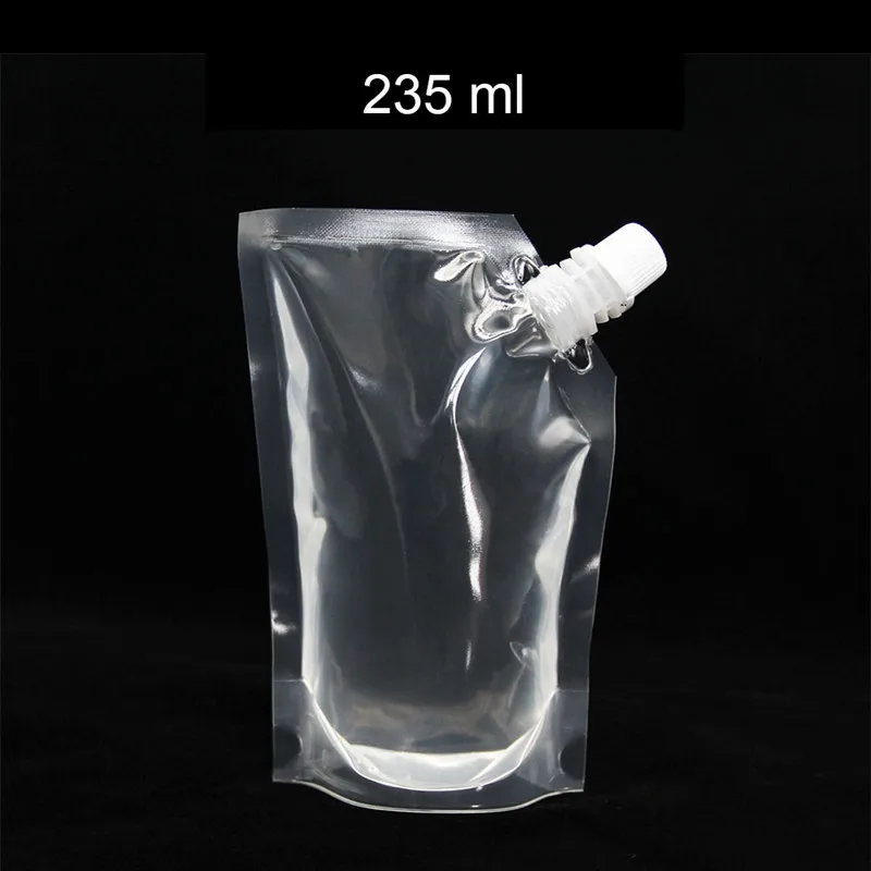 4/1 шт прозрачный пластмассовый мешочек для сока, вина, молока, кофе, жидких напитков, кетчуп, сумки для хранения пищевых материалов, колбы, BPA воронка - Цвет: 235ml