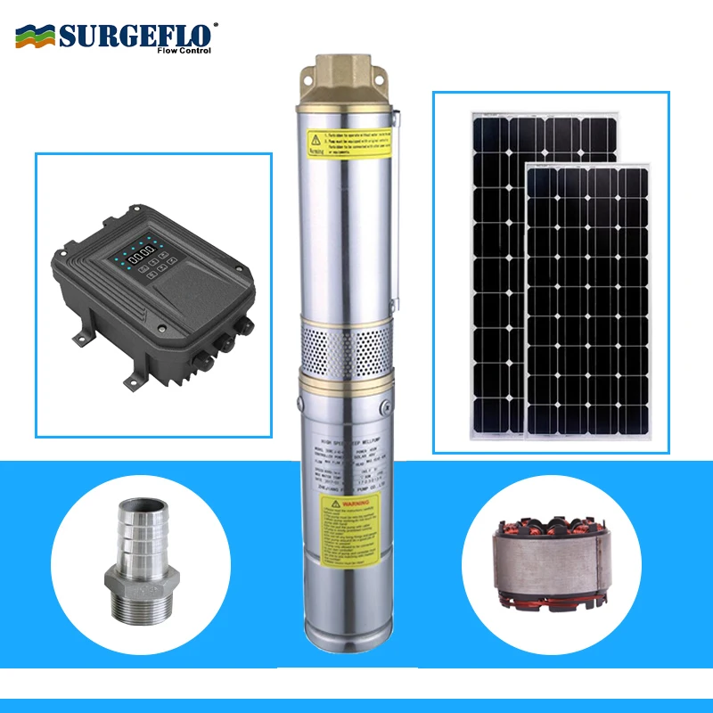 US $745.00 high pressure solar water pump permanent magnet synchronous motor solar water pump deep well for irrigation solar pump 72v