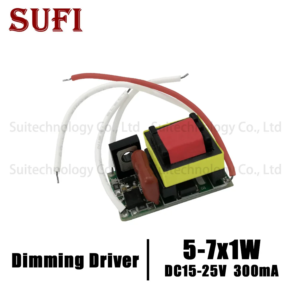 

5W 6W 7W Dimming LED Driver 5-7x1W Lighting Transformers 300mA DC15-25V Dimmable Power Supply For GU10 E27 Spotlight Lamp