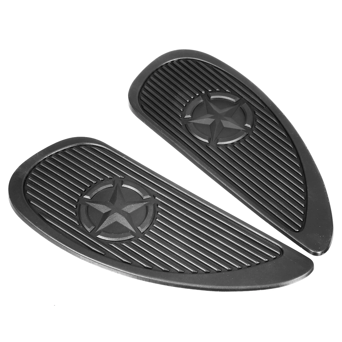 1Pair Universal Motorcycle Fuel Tank Side Knee Grip Traction Pad Black Rubber Sticker Protector For Retro Classic Moto For Honda