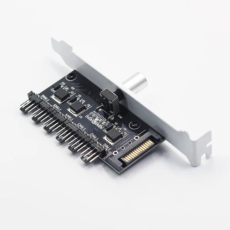 Aluminum Alloy sliver PCI 6 Way Desktop Computer Cooling Fan Speed Controller SATA/4Pin Power Socket fan hub Cables Connector | Компьютеры