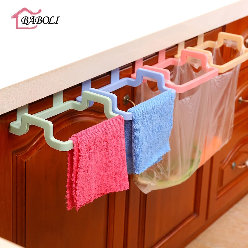 Plastic Hanging Trash Bag Holder For Cabinet Drawer Cupboard Cleaning Cloth Shelf Towel Storage ...