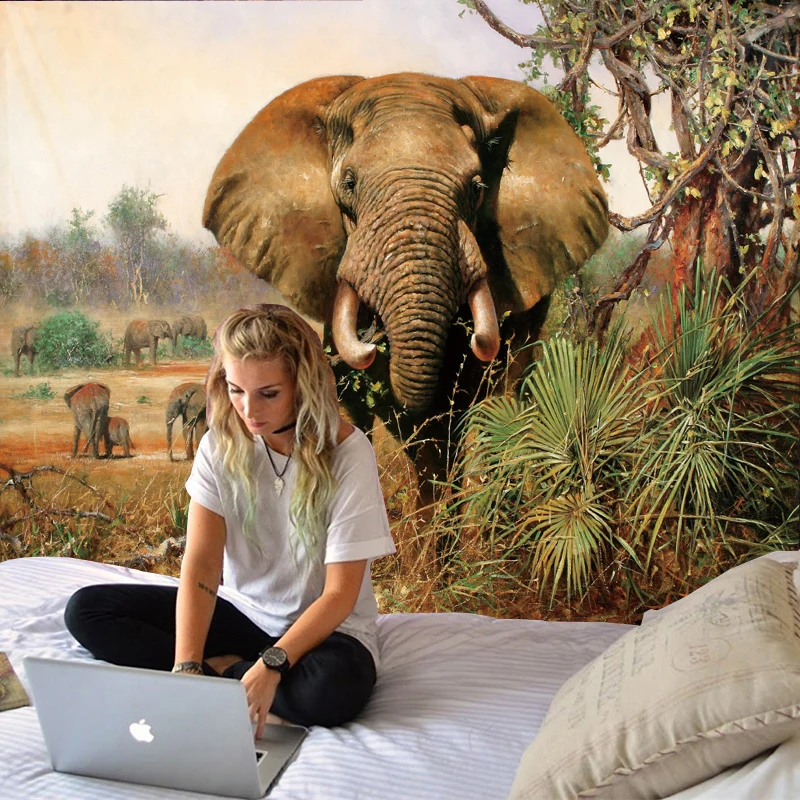 Forest Elephant Tapestry Indian Mandala Tapestry Wall Hanging Tapestries Boho Bedroom Wall Rug Couch Blanket 6 Size