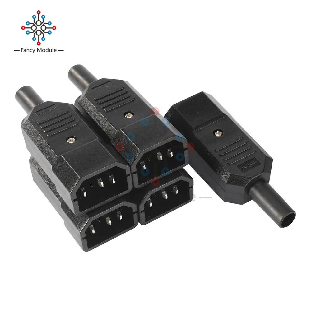 

5PCS/Lot AC 250V 10A Male Adapter 3 Terminals Panel Mount IEC320 C14 Power Socket Adapter Connector