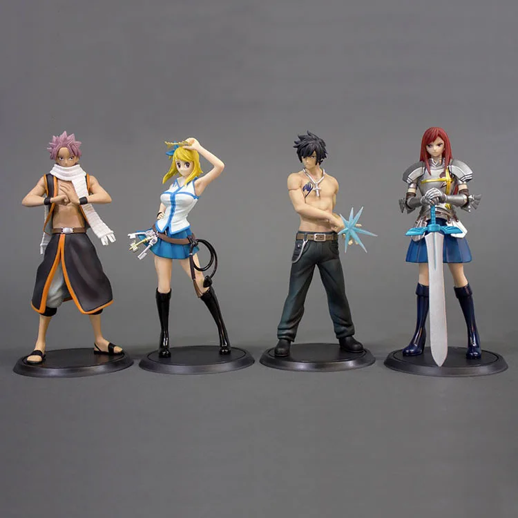 

4pcs/set FAIRY TAIL Etherious Natsu Dragneel Lucy Gray Erza Scarlet Action Figure Toys Doll Collection with Box 15cm
