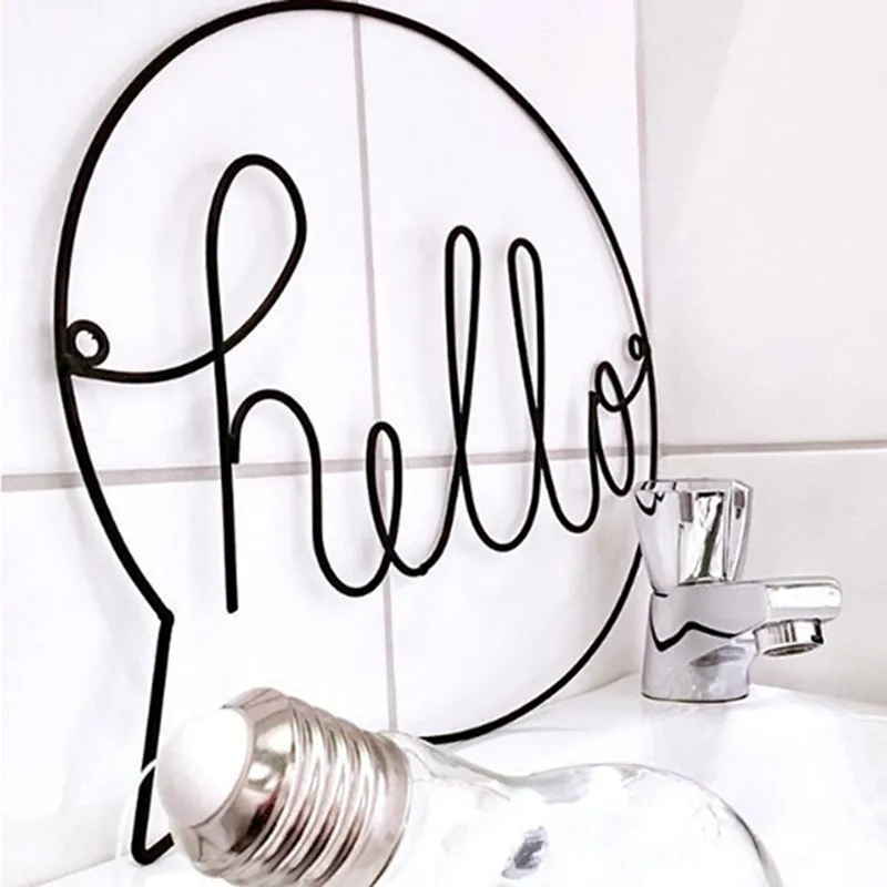 

Nordic Style Iron Hello Sign Wall Art Nursery Decor Kids Room Decor Hallway Sign Welcome Sign Wall Art Wall Hanging Dropshipping