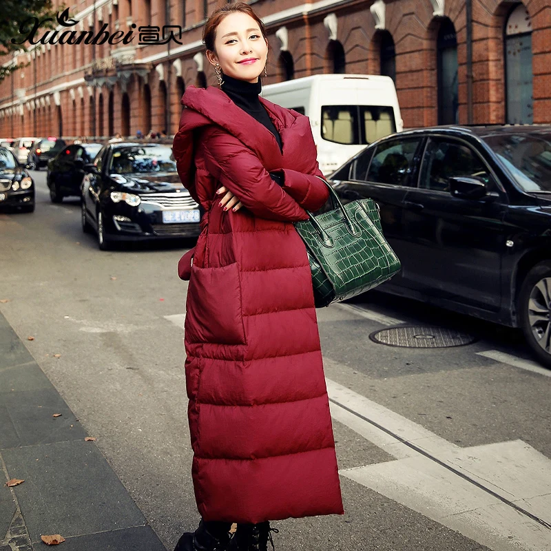 

New Brand Down Jacket Winter Long Thick Slim Hooded Jacket Ukraine Parka Manteau Femme Hiver Plus Size Jacket Winter Red Coat