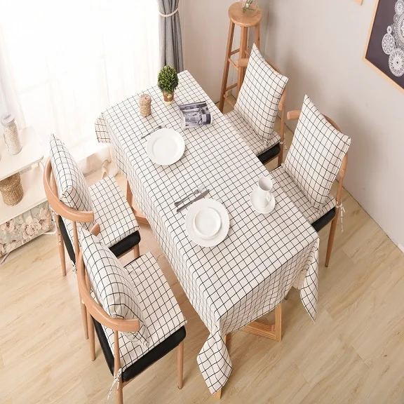 Скатерть с геометрическими узорами, льняные скатерти в деревенском стиле, прямоугольные скатерти для обеденного стола, журнальный столик, чайный столик, украшение для дома - Цвет: Белый