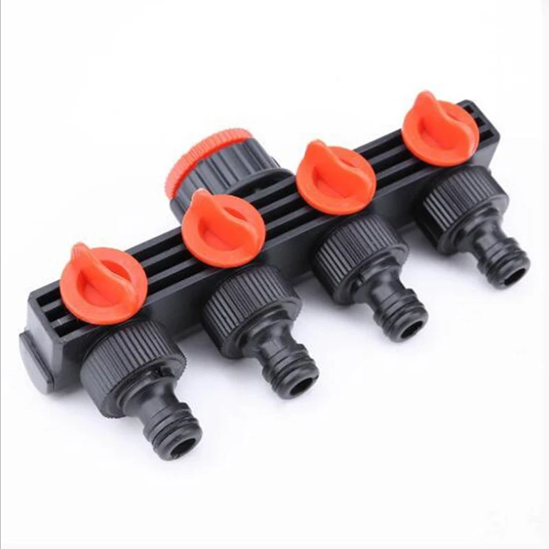 

Garden Hose Pipe Splitter Drip Irrigation Plant Garden Tools 4 Way Water Tap Connectors Quick Thread Adaptor