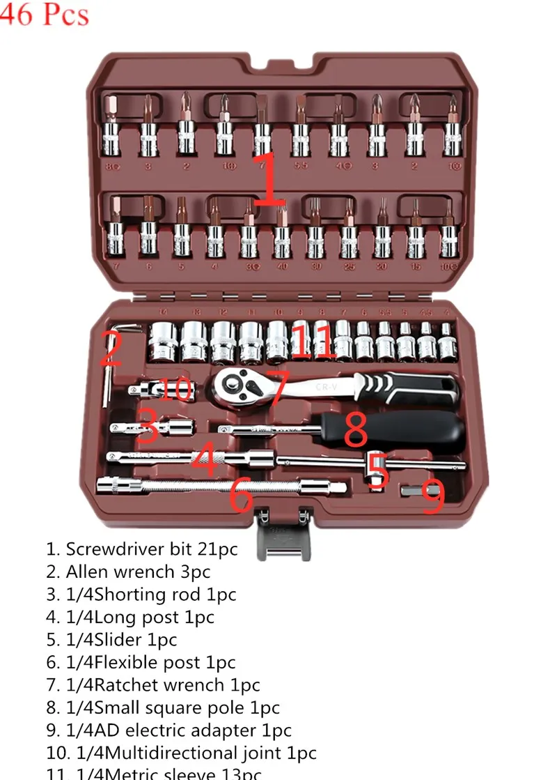 Набор разъемов Универсальный ремонт автомобилей инструмент набор трещоточных ключей Набор гаечных ключей бит Набор ключей Универсальный