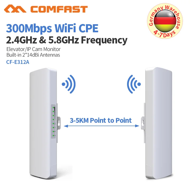 

COMFAST 300Mbps Router Bridge WiFi Router 5Ghz Outdoor CPE Wireless Repeater Outdoor WiFi Repeater Long range IP Camera Project