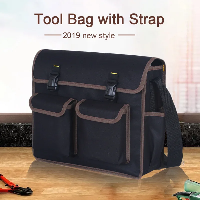 

Urijk 1 Pcs Big Capacity Storage Tool Bag High Quality Toolkit Shoulder Tool Bag with Adjustable Strap Waist Pocket Case