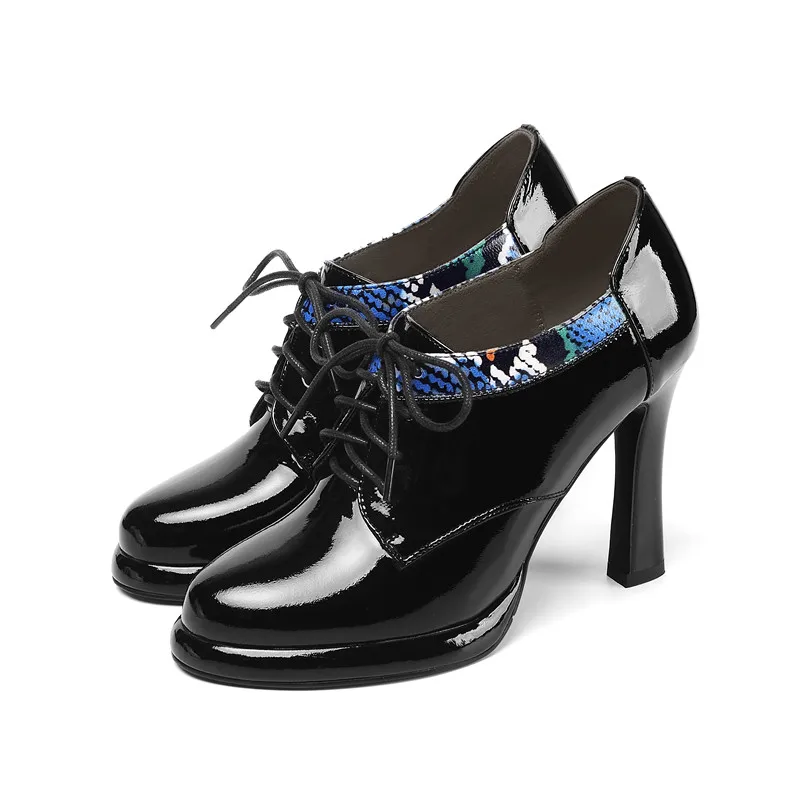 ASUMER/Новинка года; туфли-лодочки; женские туфли из натуральной кожи с круглым носком на шнуровке; классические туфли на высоком каблуке; элегантные офисные туфли для выпускного
