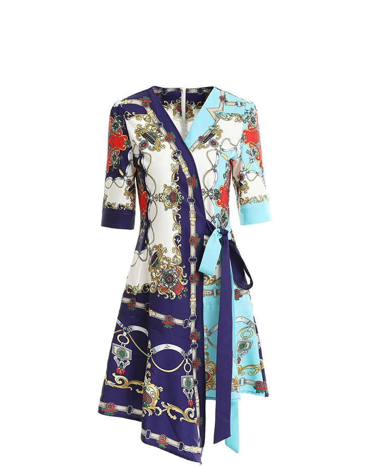 LD LINDA делла модное весенне-летнее женское платье с v-образным вырезом и галстуком-бабочкой, элегантное винтажное женское платье для отдыха, асимметричное платье