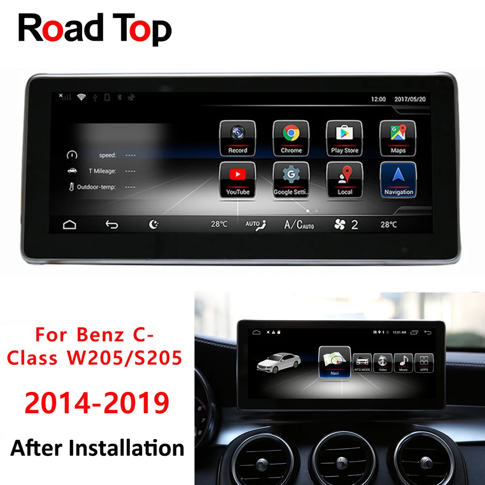 

Android 8 Car Radio GPS Navigation WiFi Bluetooth Head Unit Screen for Mercedes Benz C180 C200 C220 C300 C350 C400 C450 C63 AMG