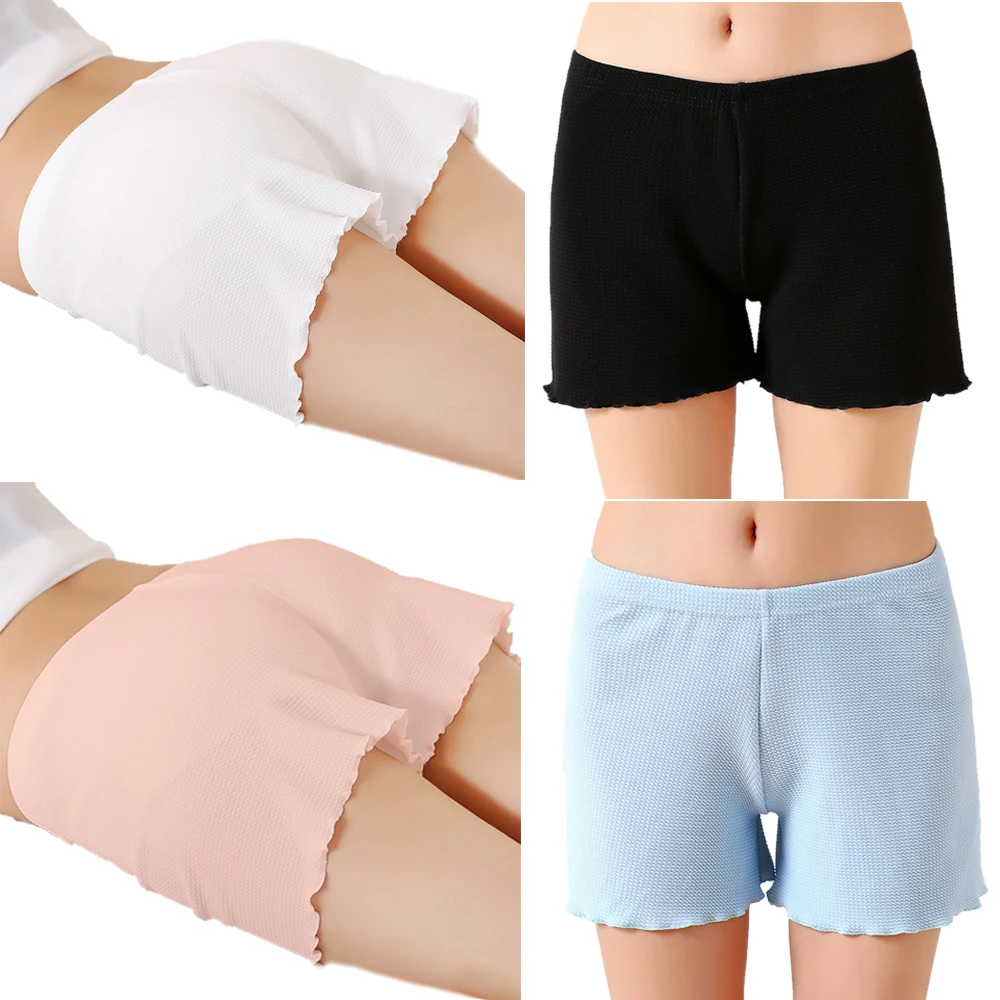 

KLV Women Summer Safety Pants Breathable Shorts For Under Skirts Pant Seamless Elastic Intimate Pant Anti-exposure Safety Shorts