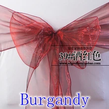 Burgandy цвет стул пояса повязка из органзы с кристаллами Свадебная вечеринка Декоративный бант пояс снег органза Шелковый бант лента
