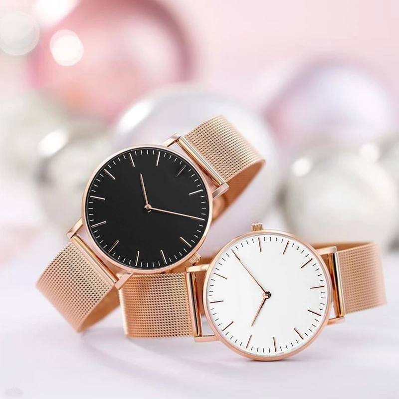 Мэвис заяц белый и черный Дейл Feliz сетки наручные часы с Нержавеющая сталь сетки браслет для Для женщин как лучший подарок