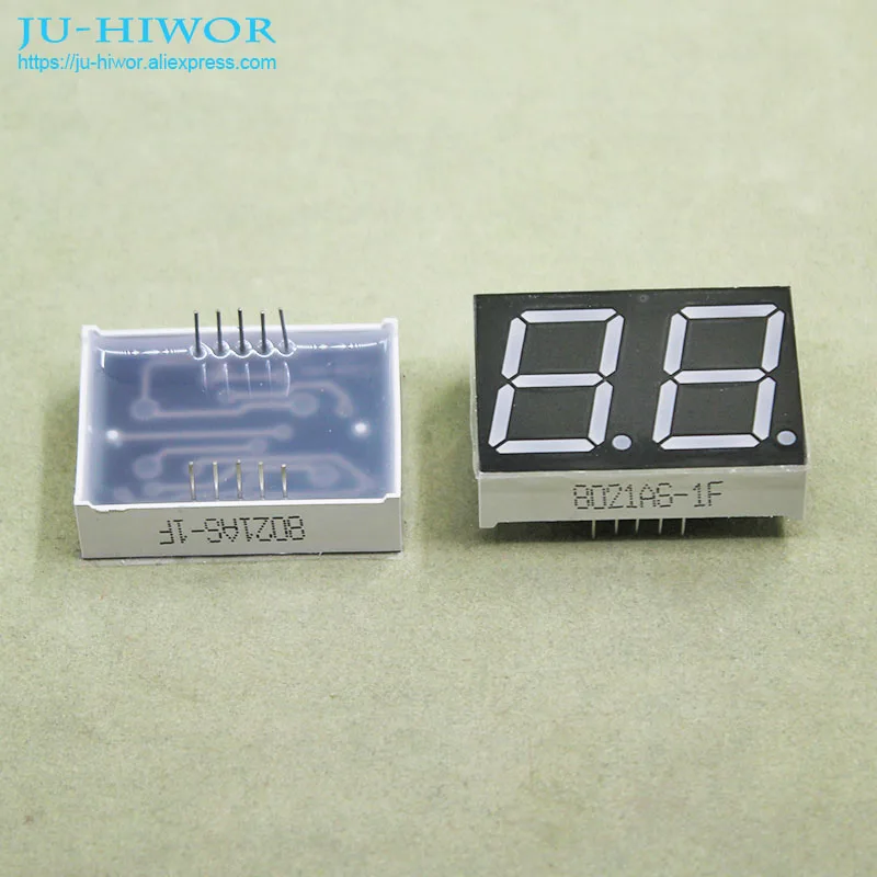 

(10pcs/lot) 10 Pins 8021AR 0.8 Inch 2 Digits Bits 7 Segment Red LED Display Common Cathode Digital Display