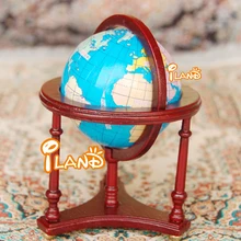 1:12 Кукольный Миниатюрный кабинет земной шар ясно с красной деревянной подставкой OB009C