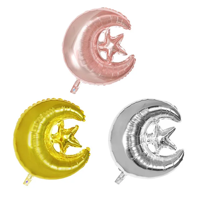 

50pcs EID MUBARAK Star Moon Foil Balloons Muslim Ramadan Mubarak Decor Ballon Ramadan Kareem Supplies Islamic Home Decor Globos