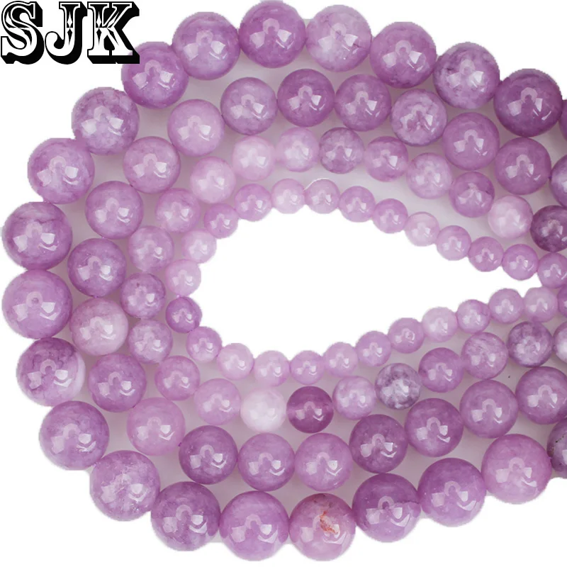 

Natural Gem Stone Purple Angelite Stone Round Loose Beads 4 6 8 10 12mm DIY For Bracelet Necklace Earrings Jewelry Making