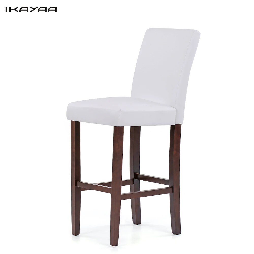 Ikayaa Us Stock Pu Leather Bar Pub Dining Chairs Wood Frame