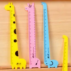 Канцелярских принадлежностей с рисунком жирафа животных Пластик линейка Творческий линейка прямая для ученик начальной школы офисные и