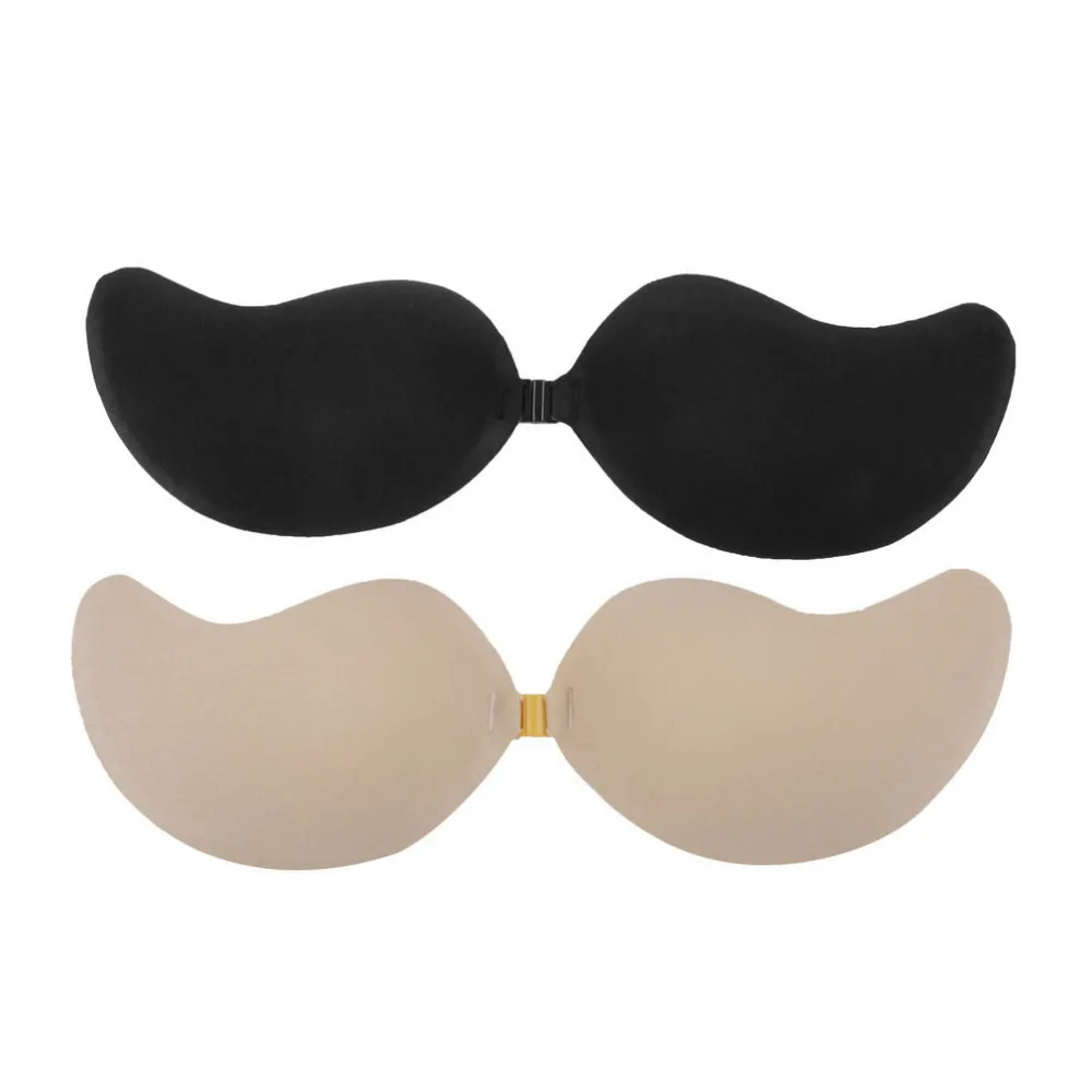 Summer Sexy Women' Self Adhesive Invisible Solid A D Cup Bras Silicone Adhesive Stick On