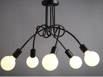 

Creative Black & white 5 holders E27 with bulbs ceiling lamp vintage personality modern brief led ceiling light