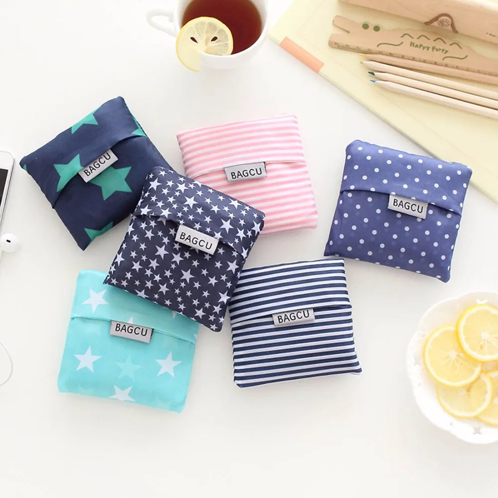 Unisex Star Dots Stripe Reusable Portable folding bag Waterproof