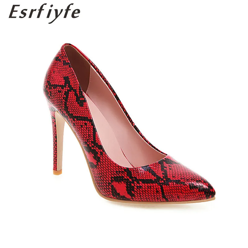 

ESRFIYFE 2019 New Snake Printed Design Women Pumps Sexy Extreme High Heels Pumps Stiletto Heels Pointed Toe Party Wedding Shoes