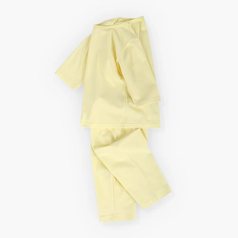V-TREE пижамные комплекты для мальчиков и девочек; хлопковые однотонные цветные пижамы; детская пижама; одежда для сна; домашняя одежда; Пижамный От 2 до 10 лет для малышей - Цвет: Цвет: желтый