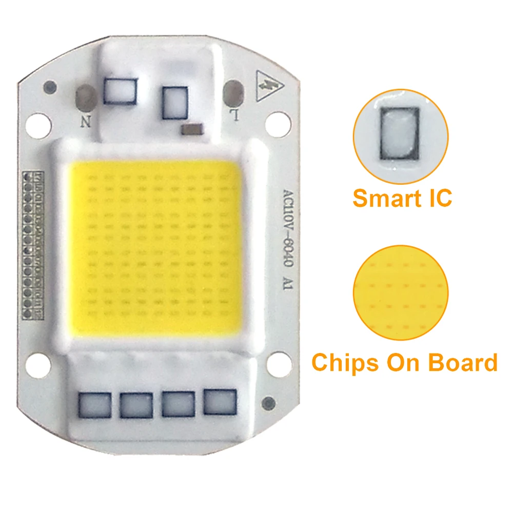 5 шт./лот светодиодный COB чип лампа 20 Вт 30 Вт 50 Вт AC110V IP65 Smart IC подходит для DIY Прожектор уличный холодный белый теплый белый