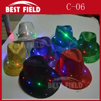 

Free Shipping 2pcs Super Bright LED Cap Glow in dark led hat luminous hat fashion light dance toys for party supplies