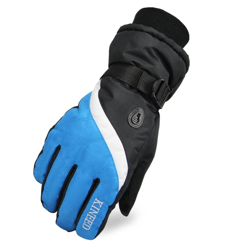 Зимние лыжные перчатки водонепроницаемые мотоциклетные зимние снегоход сноуборд лыжные перчатки теплые толстые перчатки - Цвет: Синий