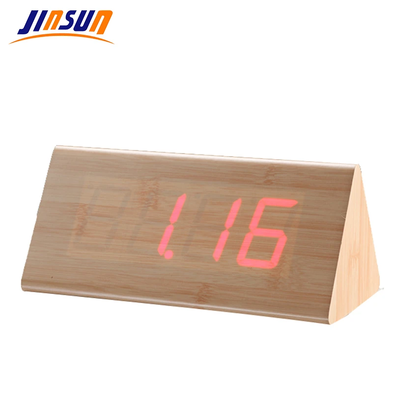 

JINSUN LED Digital Alarm Clock Large Display Electronic Desktop Clock for Children Acoustic Control Sensing Despertador