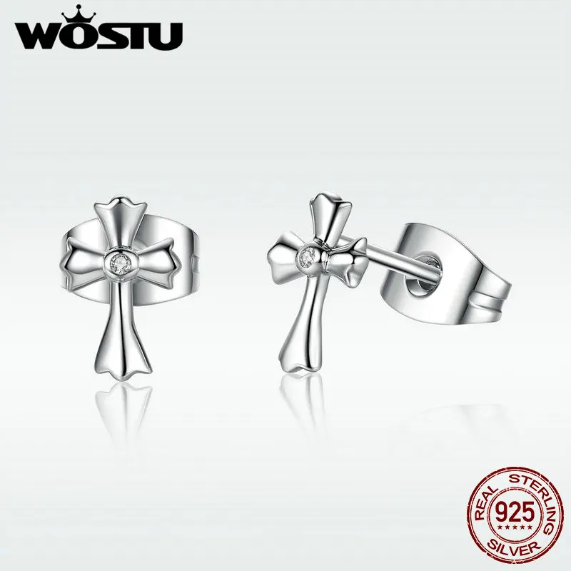 

WOSTU Authentic 100% 925 Sterling Silver Minimalist Simple Puzzle Stud Earring for Lover and Couple Women Jewelry
