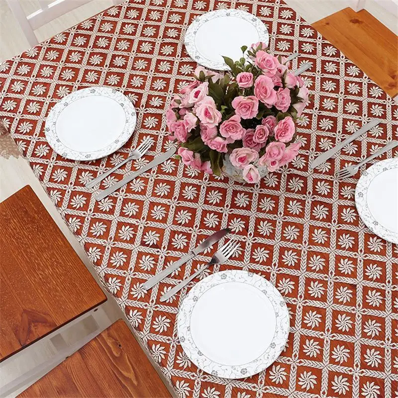 Lanweini Hollow Embroidered Elegant Fabric Tablecloths For Rectangular Table Cloth For Table Decor Crochet Tea TV Cabinet Cover