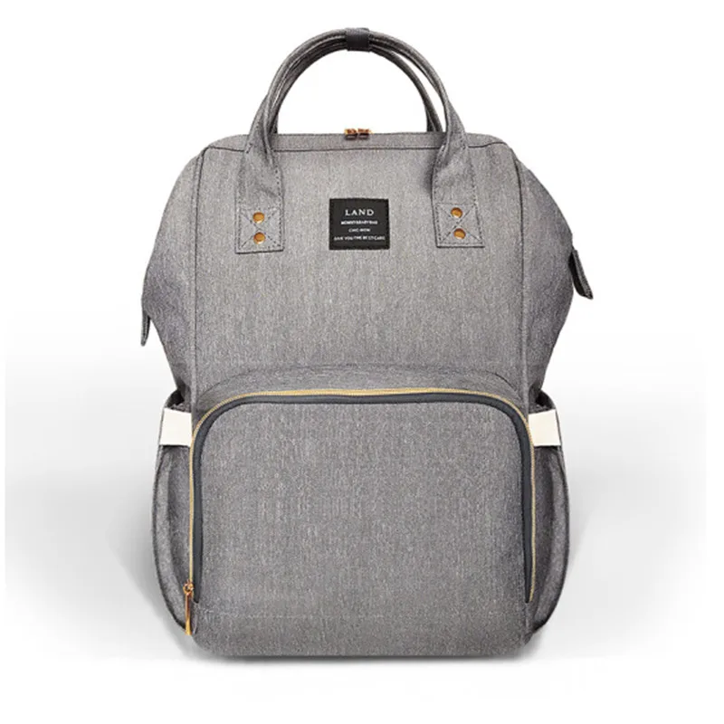 LAND Mommy сумка для подгузников большая емкость детские сумки для подгузников Сумка для кормления модный дорожный рюкзак для ухода за ребенком сумка для мамы рюкзак на плечо - Цвет: khaki Grey