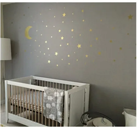 Gold Moon And Little Stars Wall Decal Sticker Wall Decals Wallmur