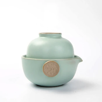 

Antique Pottery Travel Tea Set Simple Chinese Kung Fu Teapot Include 1 Pot 2 Cup Gaiwan Beautiful And Easy Tea Service