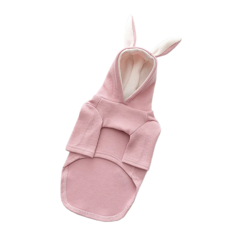 Cute French Bulldog Hooded Coat Jacket Winter Warm Pet Clothes for Small Dogs Sweet Rabbit Ears Shape Puppy Cat Clothing Costume