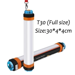 T30 T25 T15 фонарь, фонарь для кемпинга Многофункциональный USB аккумуляторная лампа для кемпинга IP68 аварийная вспышка открытый тривиальный Кемпинг SOS света - Мощность в ваттах: T30 Size